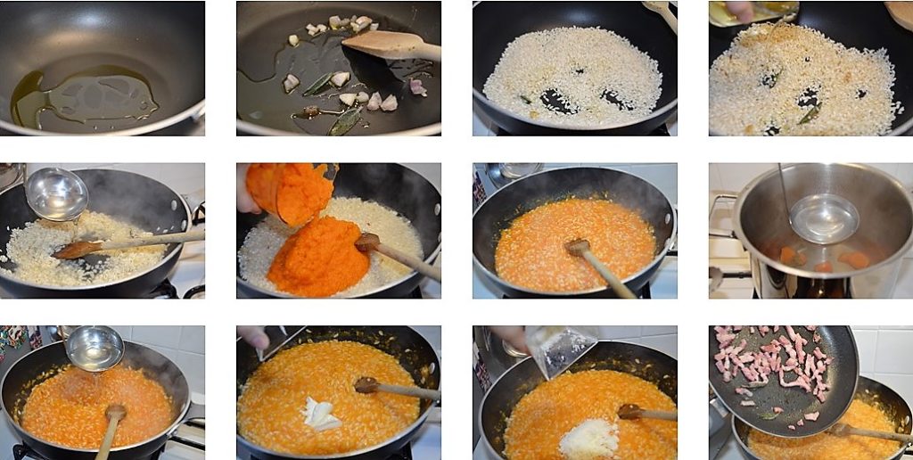 Preparazione risotto alla zucca