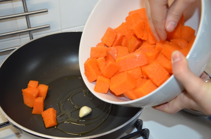 Risotto alla zucca e pancetta affumicata croccante