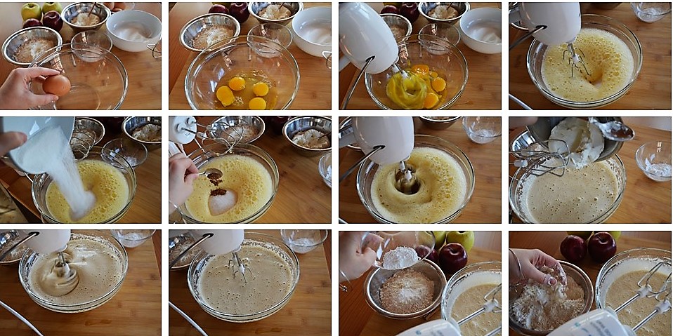 Preparazione torta di mele cannella e mascarpone1